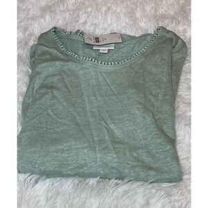 J Jill Seaglass Women’s Med Long Sleeve 100% Linen Lightweight Blouse